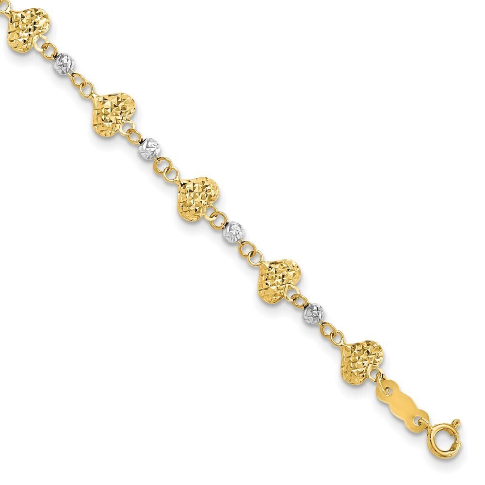 Kazi Luxury 14K Two Tone D/C Heart Link Bracelet